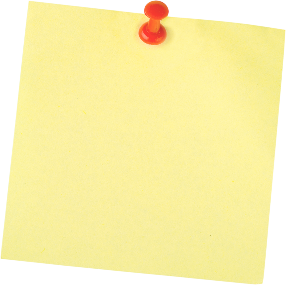 Yellow Sticky Note with Pin 